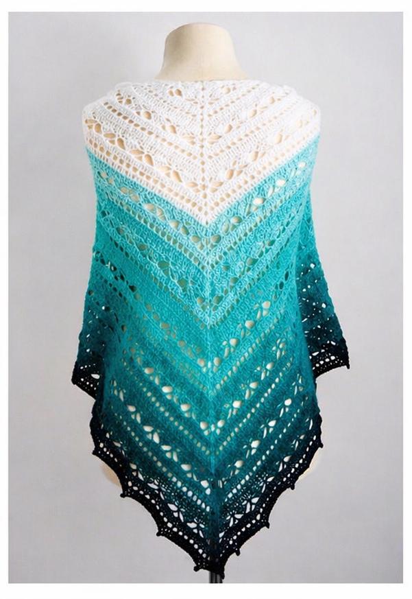 Ombre Lace Crochet Triangle Shawl Pattern PDF, Gradient Shawl Wrap ...