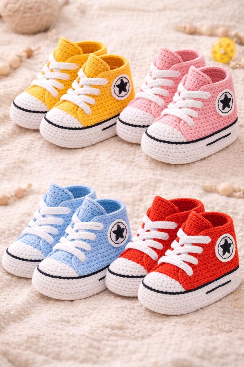 Crochet Baby Sneakers Pattern PDF | Baby Shoes Crochet Pattern | High ...