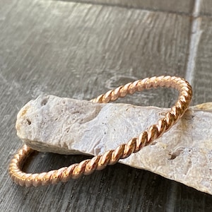 Yellow or Rose Gold Twist Bangle, 8 Gauge
