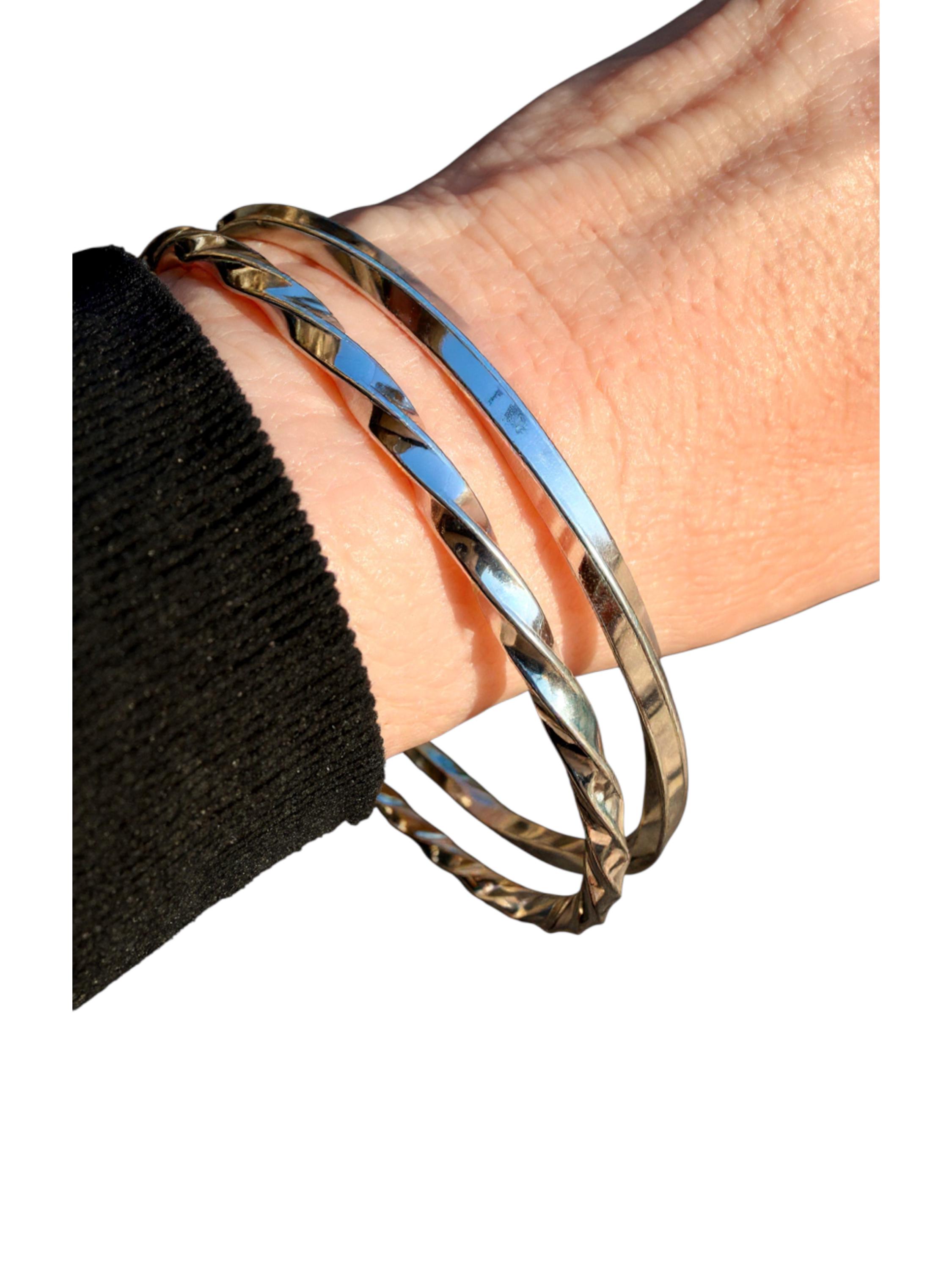 Sterling Silver Bangle Bracelet, 10 Gauge Square Wire Twist - Etsy