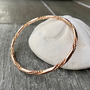 Rose Gold and Yellow Gold Twist Bangle