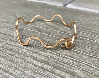 Bronze Wave Bangle, Hook and Clasp