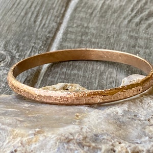 Rose Gold Bangle, Full Hammered, Textured, 6 Gauge Half Round