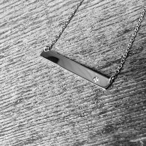 Sterling Silver CZ-Set Rectangle Bar Festoon Necklace