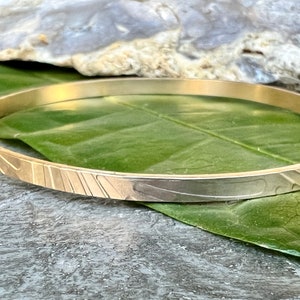 Gold Bangle - Tropical Leaves Pattern