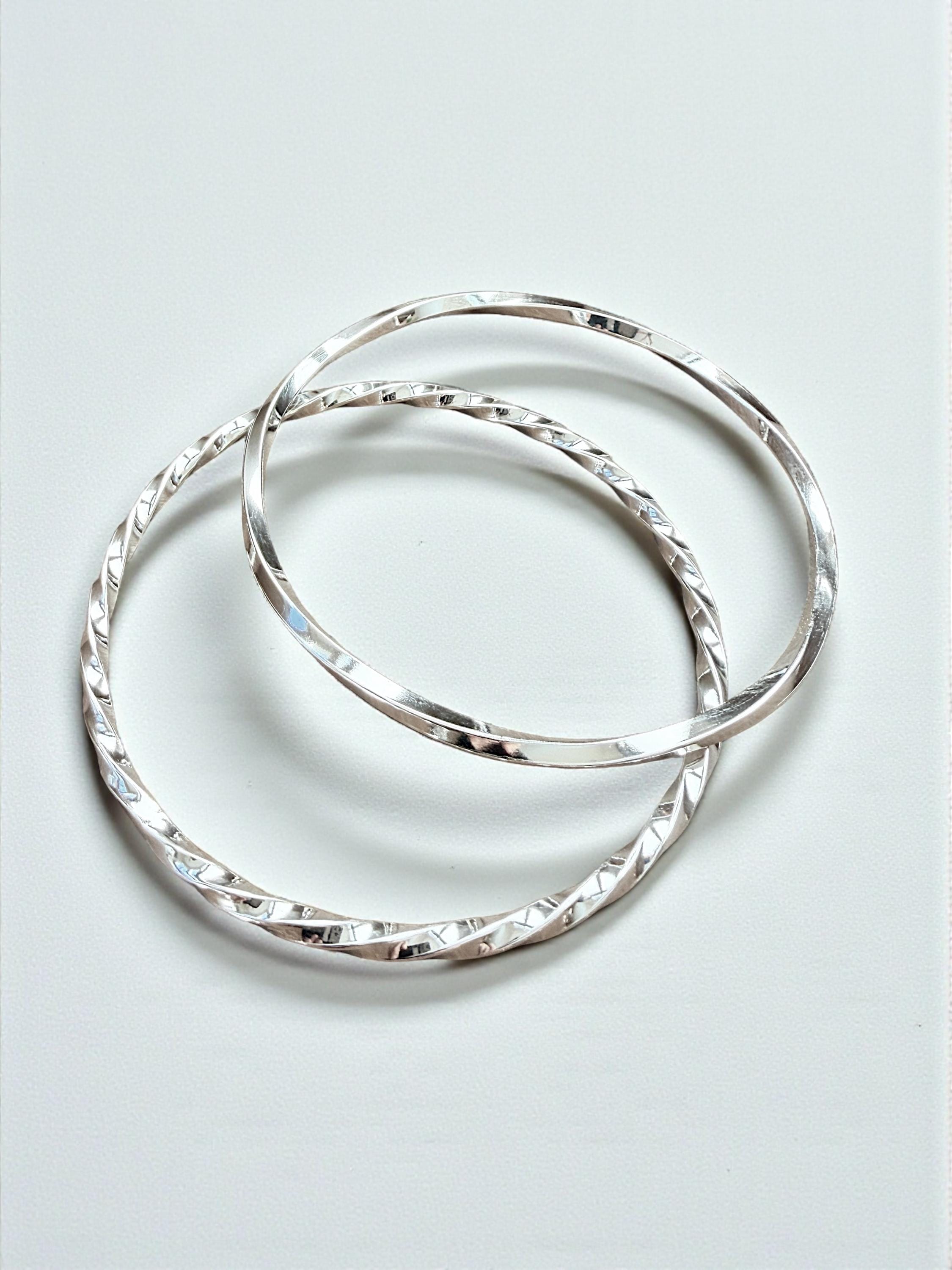 Sterling Silver Bangle Bracelet, 10 Gauge Square Wire Twist - Etsy