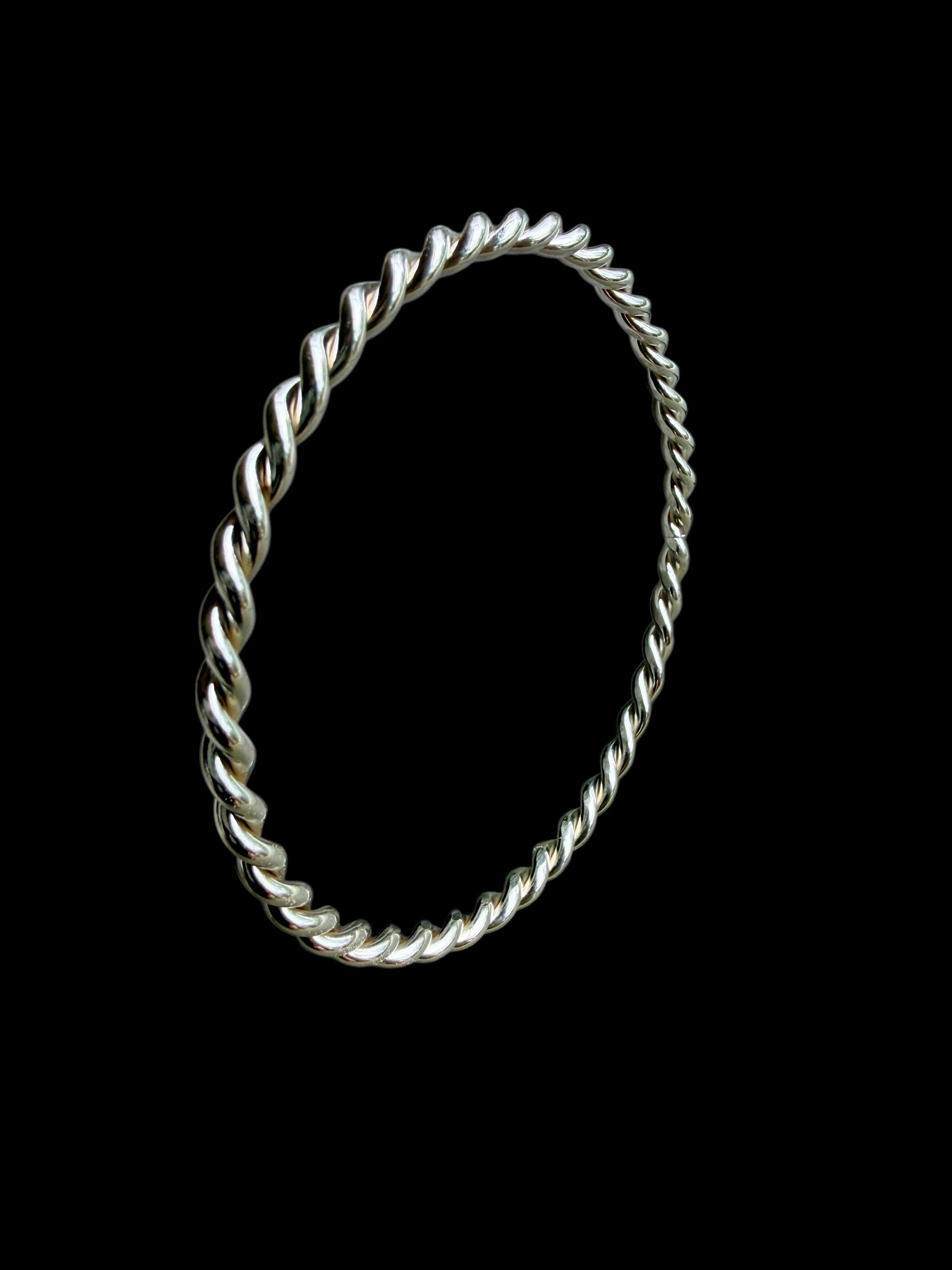 Sterling Silver Twisted Bangle, 4mm - Etsy
