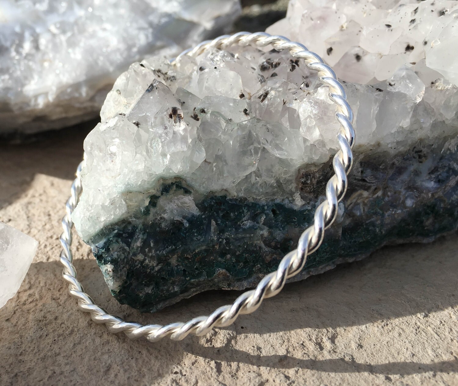 Sterling Silver Twisted Bangle, 12 Gauge - Etsy