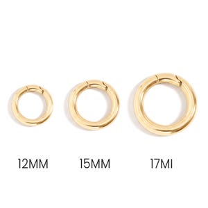 18K Gold PVD Stainless Steel Mini Circle Carabiner Clasp, 12mm, 15mm or 17mm