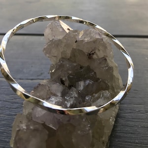 Sterling Silver Bangle Bracelet, 10 Gauge Square Wire Twist