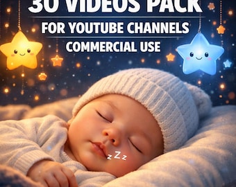 Baby Sleep Music YouTube Videos – 30 Hour-Long MP4s, Nursery Content (Digital Download)