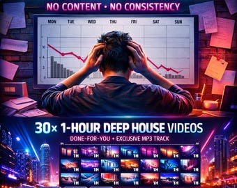 Deep House YouTube Videos Bundle | 30x 1-Hour Content Library (MP3 Track Included)