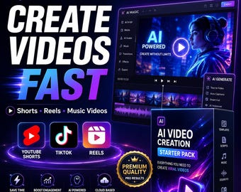 AI Video Creation Starter Pack, YouTube Shorts, TikTok, Reels (Digital Download)