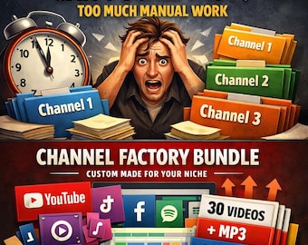 Custom YouTube Channel Factory Bundle | 30 Videos, MP3 Track, Automation Guides