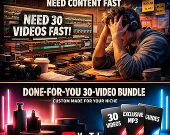 Custom YouTube Video Bundle | 30 Niche Videos, MP3 Track, Setup Guides (Digital Download)