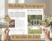 Editable Wedding Newspaper Template, Canva Wedding Program (Digital Download), 11inx8.5in Bi-fold