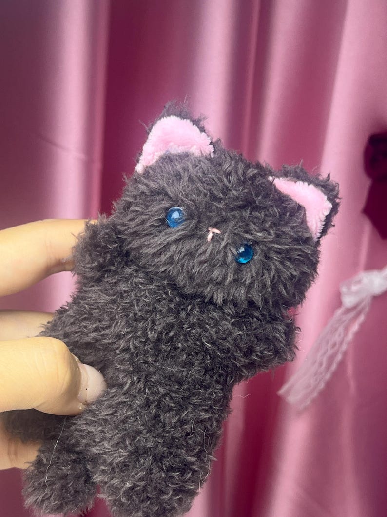 Pocket Bibi Squishy Cat Plush, Handgjord Plyschleksak, Plyschgåva Svart
