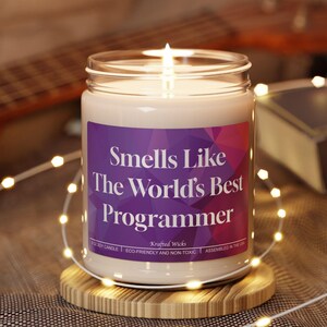 Smells Like The World's Best Programmer Candle, Funny Tech Gift, Coding Expert Present, Developer Scented Candle, Unique Novelty Gift for