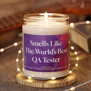 Smells Like The World's Best QA Tester Candle, Funny Quality Assurance Gift, Software Tester Present, Programmer Humor