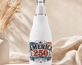 Funda enfriadora de botellas con cremallera, diseño de la bandera patriótica del 250 aniversario de Estados Unidos (1776-2026).