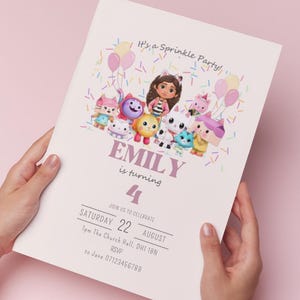 Gabby’s Birthday Invitation | Sprinkle Dollshouse Party Invite | Meow-zing Birthday | Editable Canva Template | Digital Download