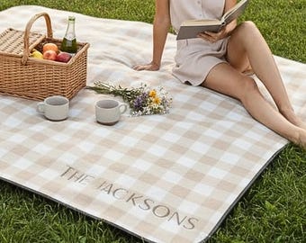 Custom Picnic Blanket for Outdoor Enthusiast Gift Personalized Blanket Boho Cottage Core Blanket for Outdoor Mat for Mom