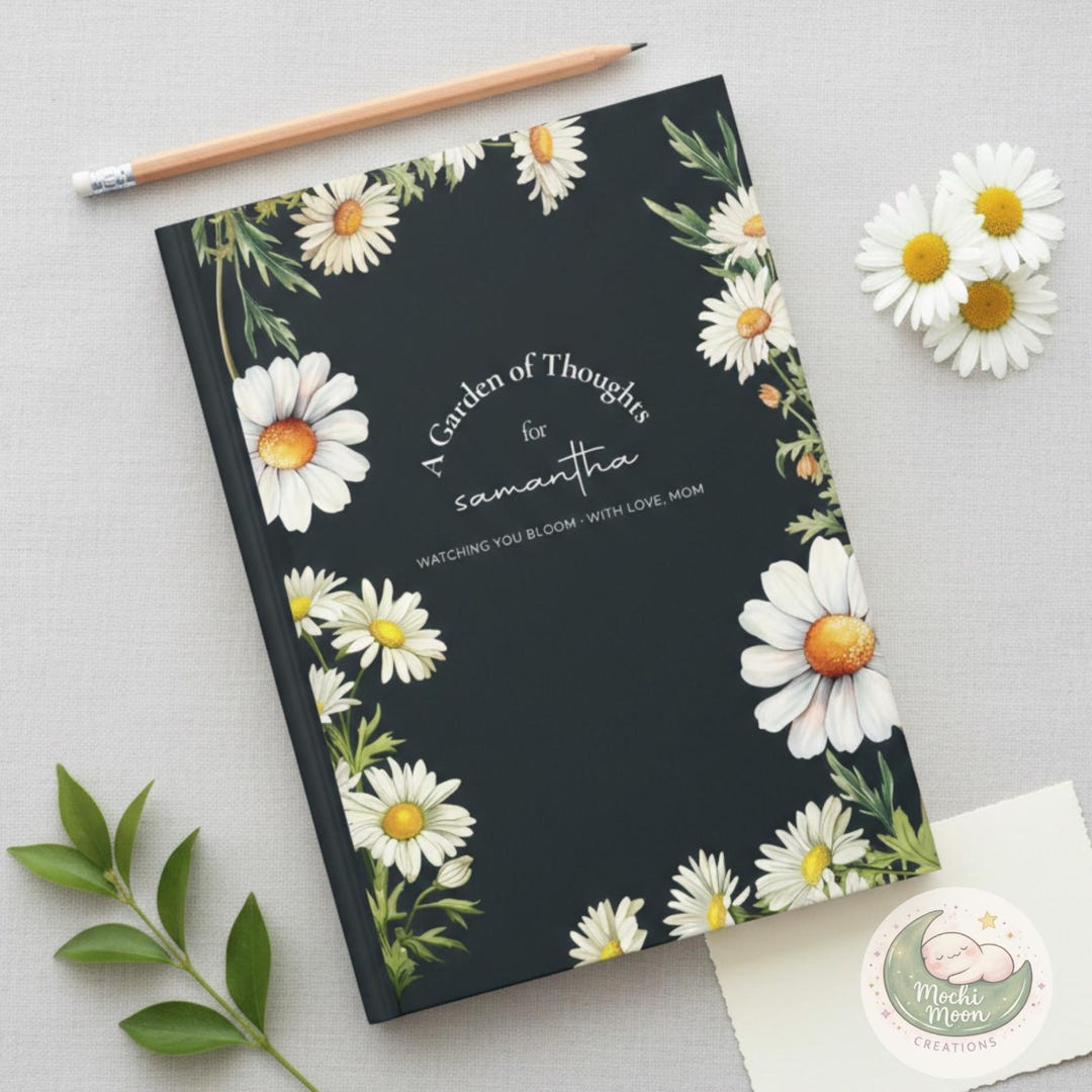 Notebook April Personalized Daisy Journal, April Birth Flower Notebook, Floral ...