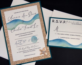 Summer's Custom Beach Wedding Invitation - Custom SAMPLE