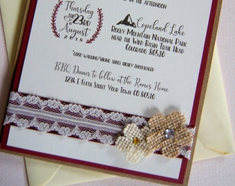 Amanda's Rustic Burlap and Lace Pocket Wedding Invitation - CUSTOM SAMPLE