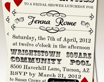 Jenna's Queen of Hearts Bridal Shower Custom Invitation QTY 25