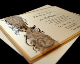 Kimberley's Antique Flourish Custom Wedding Invitation Sample