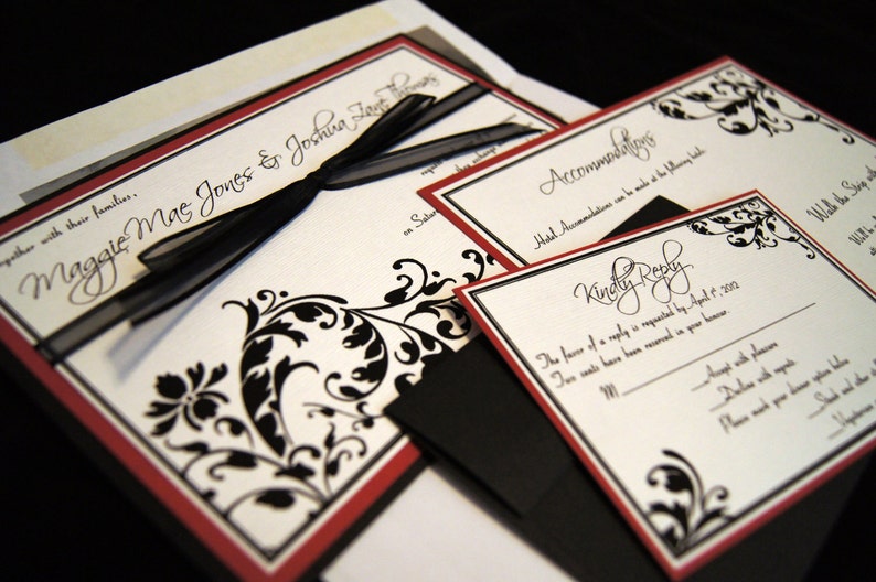 Jenna's Flourish Custom Pocket Wedding Invitation Sample image 5