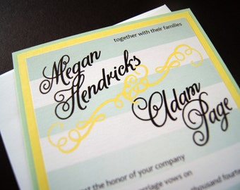 Megan's Striped Custom Wedding Invitation Sample