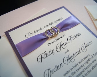 Felicity's Double Ring Custom Amethyst Wedding Invitation