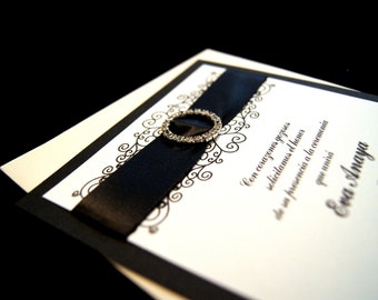 Eva Swirl Flat Custom Wedding Invitation Sample