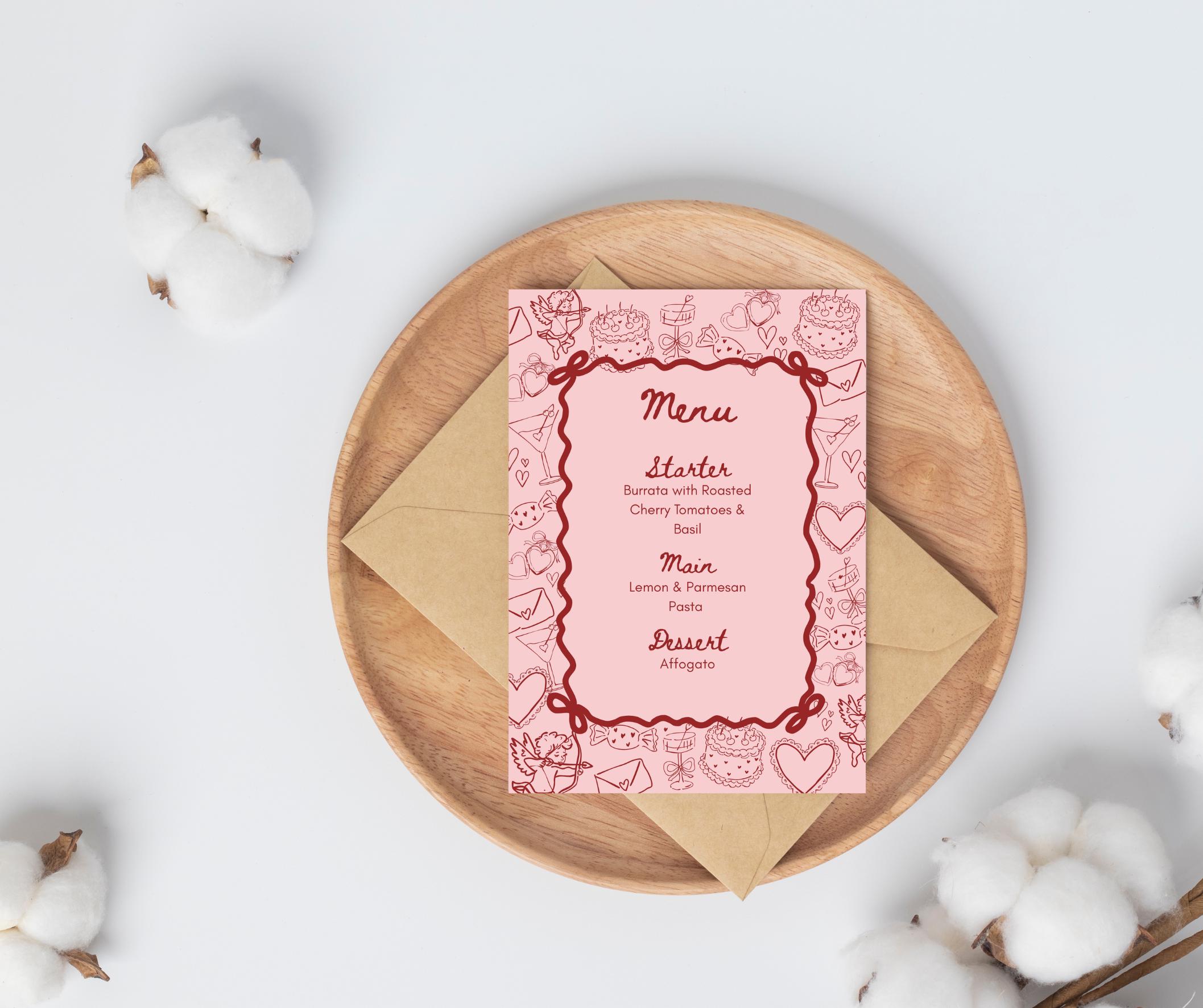 Plantilla editable de menú digital rosa y rojo - Etsy México