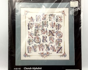 janlynn Counted Cross stitch kit #125-118  "CHERUB ALPHABET"  22X25"
