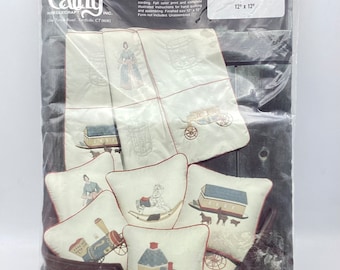 Cathy Needlecraft kit #7106 Toy Pillows "STEAM ENGINE"  12X12"