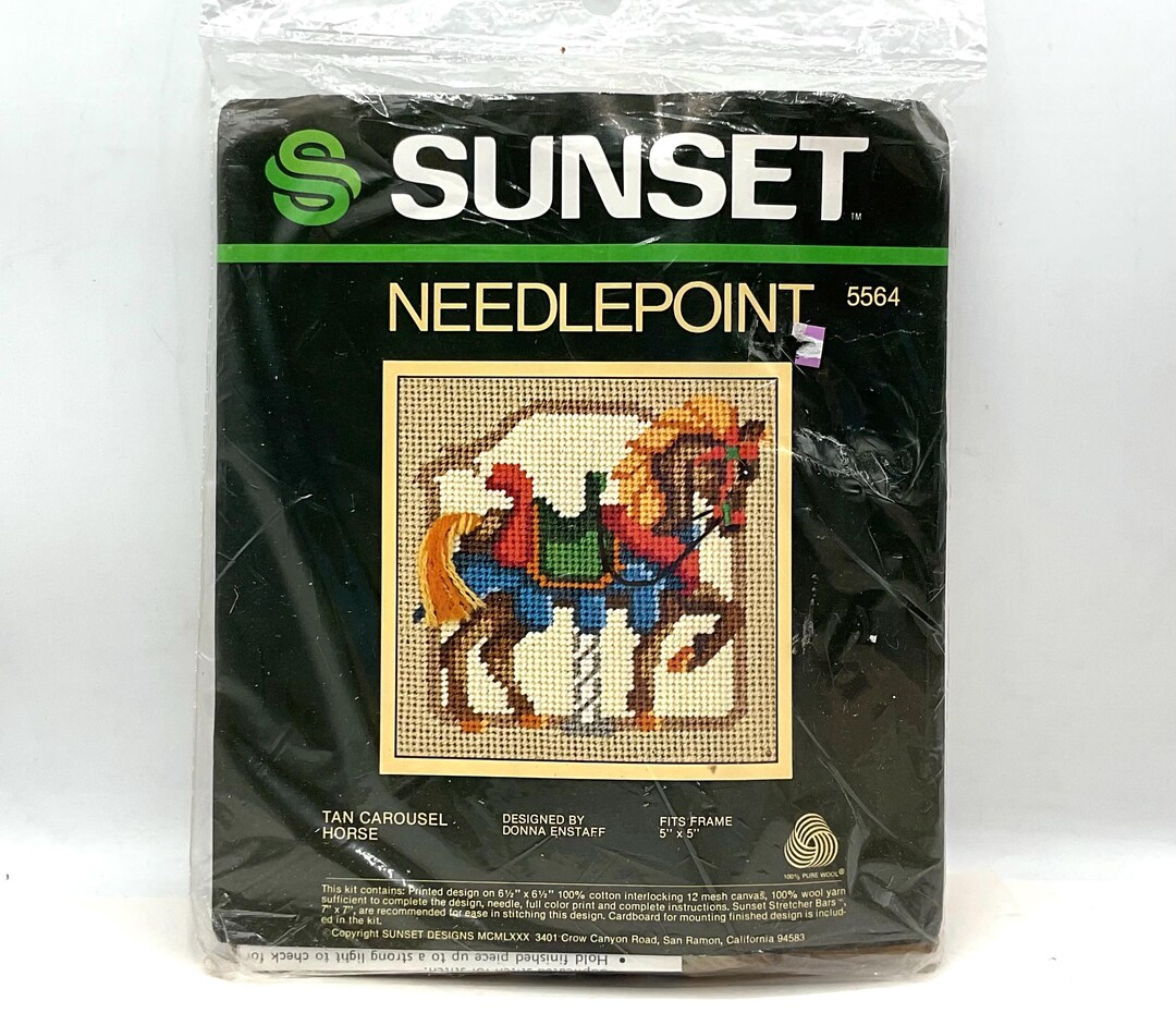 Carousel Needlepoint Sunset Needlepoint Kit #5564 TAN CAROUSEL HORSE 5”X5” - Etsy