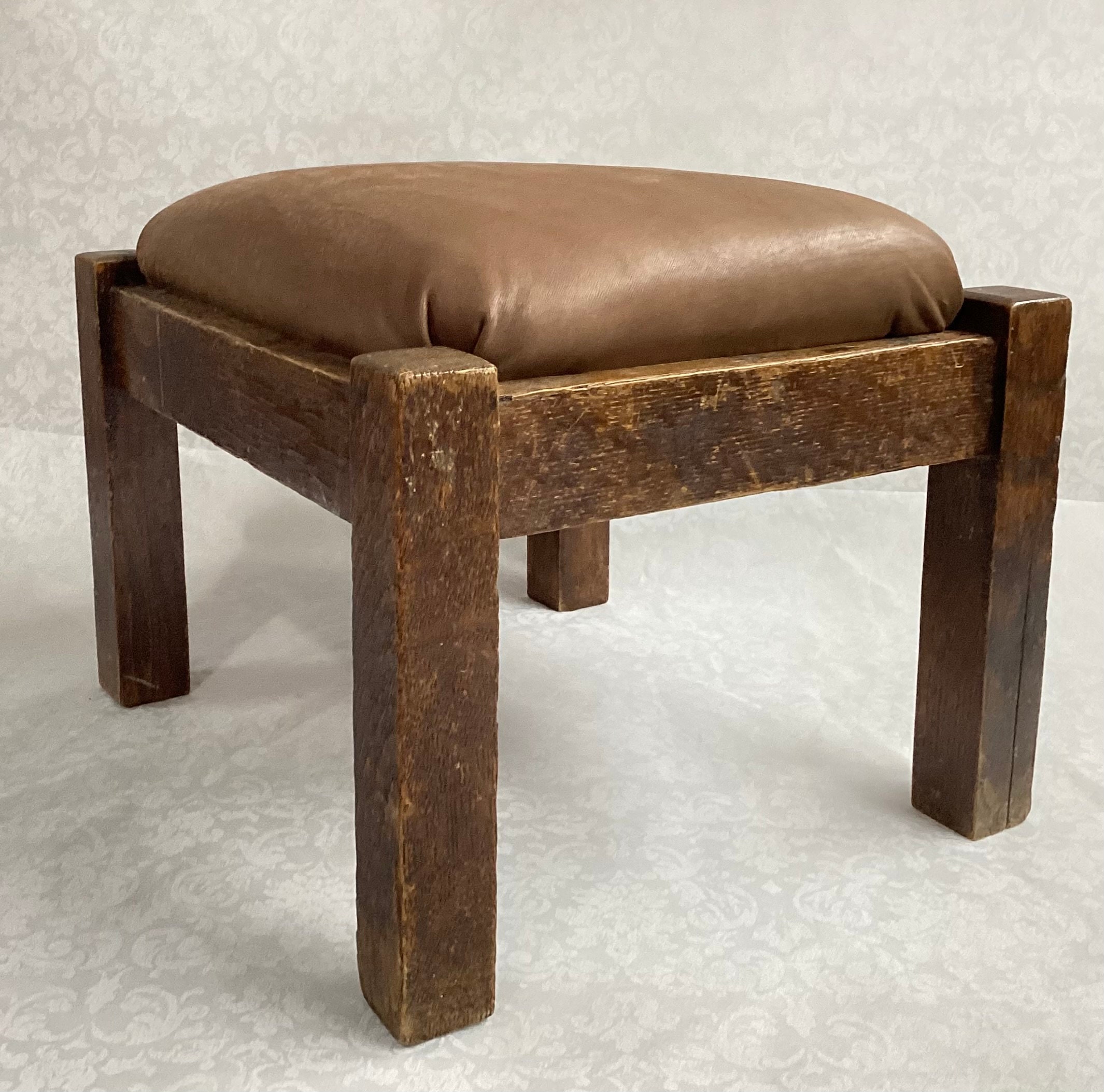 Vintage Footstool: New Leather 14”X12.5”X11” - Etsy Vintage Footstool: New Leather 14”X12.5”X11” - Etsy