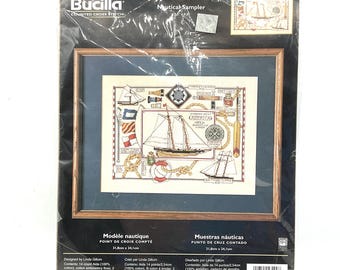 Bucilla Counted Cross Stitch kit #43200 ‘NAUTICAL SAMPLER’   12.5”X9.5”