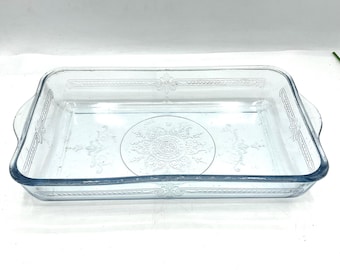 Fire King Sapphire Philbe Glass Baking Dish,  10"X2"    Vintage