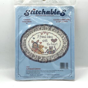 A FRIEND LISSTENS  Dimensions Counted Cross Stitch kit #7851  5X7" Oval