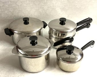 Vintage Amway Queen Stainless Steel Cookware Set, Mid Century