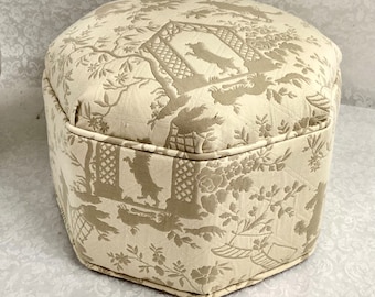 Footstool: Vintage Reupholstered Footstool, 14”x14"X10"
