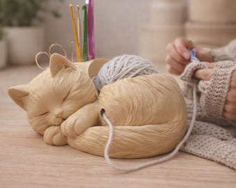 CAT YARN BOWL Crochet Gift Crochet Hook Organizer Station Cozy Craft Room Decor