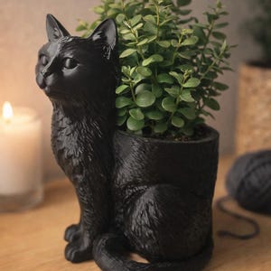 Cat Planter Indoor Succulent Pot Plant Gift Desk Shelf Decor Small Houseplant Container