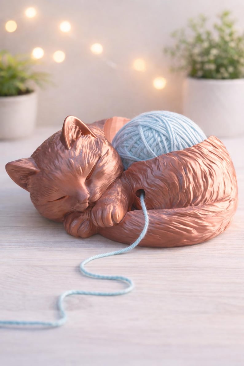 CAT YARN BOWL Crochet Gift Crochet Hook Organizer Station Cozy Craft Room Decor image 6
