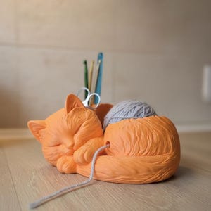 CAT YARN BOWL Crochet Gift Crochet Hook Organizer Station Cozy Craft Room Decor image 8