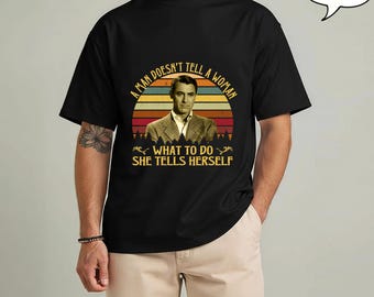 Camiseta con cita vintage de Cary Grant, camiseta de colores clásicos de Hollywood.